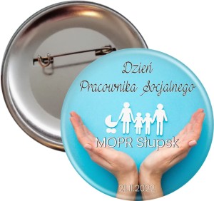 Dzień Pracownika Socjalnego - niebieska przypinka 56mm 