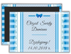 Chrzest Święty Niebieska Kokardka - magnes prostokątny