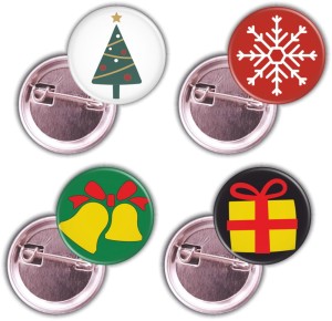 Zestaw na Boże Narodzenie w woreczku - 4x przypinka 25mm