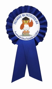 Mądra Sowa -granatowy kotylion na pasowanie - 56mm