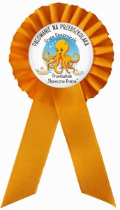 Pasowanie na Przedszkolaka - pomarańczowy kotylion- Grupa Ośmiorniczki