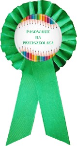 Pasowanie na Przedszkolaka - jasnozielony kotylion z przypinką 56mm