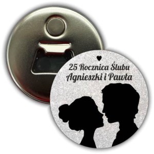 Srebrna Rocznica Ślubu - magnes z otwieraczem 56 mm