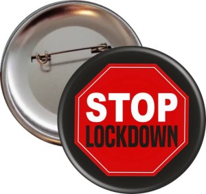 STOP LOCKDOWN - Przypinka na protest - 56mm
