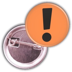 Przypinka 25mm | Czarny Wykrzyknik symbol Strajku Nauczycieli