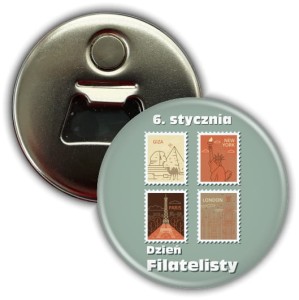 Dzień Filatelisty - 6 stycznia - magnes z otwieraczem 56mm