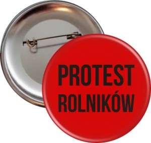 Protest Rolników  - Przypinka 56mm czerwone tło 