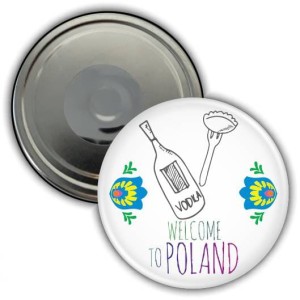 Magnes pamiątkowy okrągły 56mm | Polska | Welcome to Poland