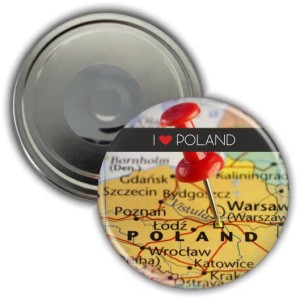 Magnes pamiątkowy okrągły 56mm | Polska | I love Poland