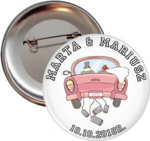 W siną dal - weselna przypinka 56 mm