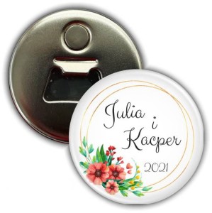 Letnie wesele - weselny magnes z otwieraczem 56mm