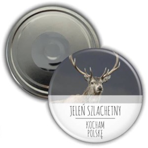 Magnes pamiątkowy okrągły 56mm | Polska | Jeleń Szlachetny