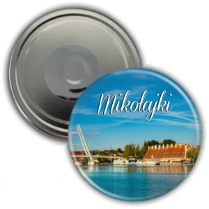 Magnes pamiątkowy okrągły 56mm | Mikołajki | Przystań statków pasażerskich
