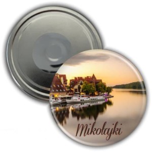 Magnes pamiątkowy okrągły 56mm | Mikołajki o wschodzie słońca