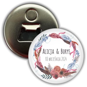 Weselne boho - magnes z otwieraczem 56 mm