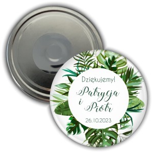 Green Leaves - weselny magnes 56mm  