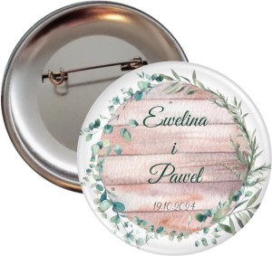 Rustic Wedding - weselna przypinka 56mm 