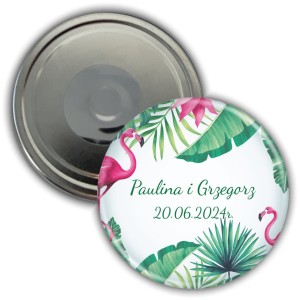 Różowe flamingi - magnes weselny 56mm 