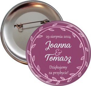 Purple and Pink Mix - przypinka weselna 56mm