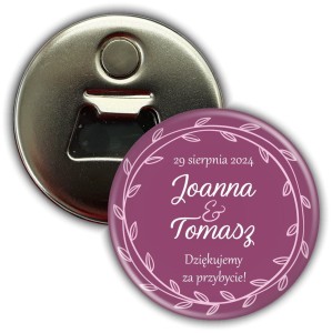 Purple and Pink Mix - weselny magnes z otwieraczem 56mm