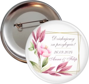 Purple Wedding - przypinka weselna 56mm