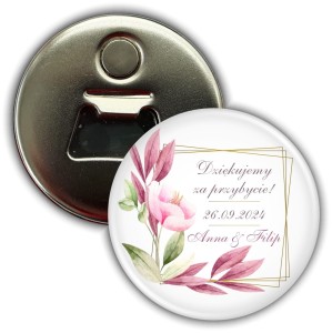 Purple Wedding - weselny magnes z otwieraczem 56mm