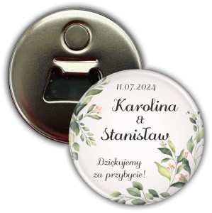 Romantyczny Zakątek - weselny magnes z otwieraczem 56mm