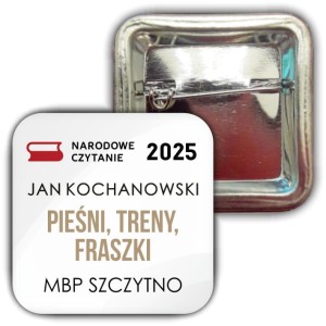 g10824 Narodowe Czytanie 2025 - Utwory Jana Kochanowskiego - przypinka kwadratowa 37x37mm.jpg