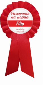 g3533 Imienny czerwony kotyliona na Pasowanie na ucznia 56mm.jpg