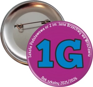 Szkolna przypinka klasa 1g - przypinka 56 mm