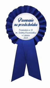 Pasowanie na Przedszkolaka - granatowy kotylion z przypinką 56mm