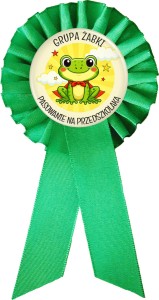 Pasowanie na przedszkolaka - grupa Żabki - jasnozielony kotylion z przypinką 56mm