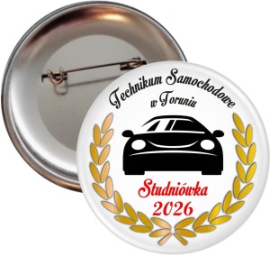 Studniówka w Samochodówce - Przypinka 56mm  