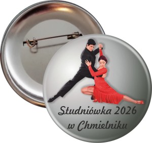Taneczna Studniówka -  Szara przypinka 56mm 