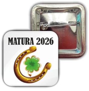 Matura 2026 - Podkowa na szczęście - przypinka 37x37mm