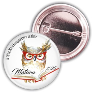 Sowa Mądra Głowa -  Matura- przypinka 37mm 