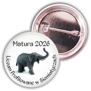 Maturalny Słonik na szczęście - przypinka 37mm