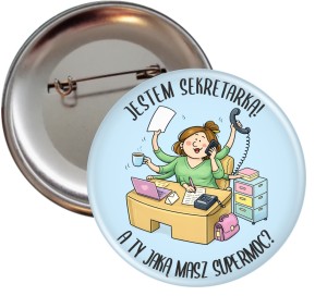 Sekretarka z Supermocą - przypinka 56mm