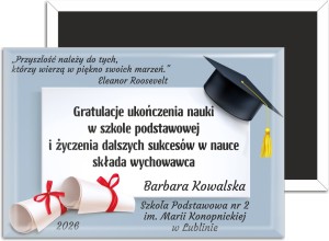 Gratuluję ukończenia nauki - magnes prostokątny dla ucznia