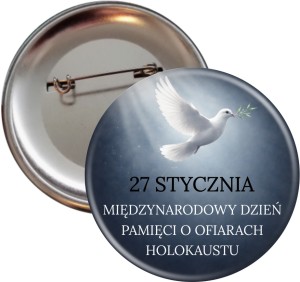 Przypinka pamiątkowo-edukacyjna 56 mm – Międzynarodowy Dzień Pamięci o Ofiarach Holokaustu