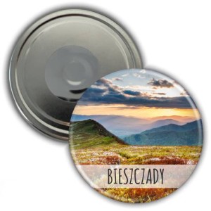 Magnes pamiątkowy okrągły 56mm | Bieszczady | Jesienne Połoniny