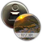Magnes z otwieraczem okrągły 56mm | Bieszczady | Zachodzące słońce