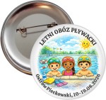 Letni obóz pływacki - przypinka 56mm - półkolonie- kolonie