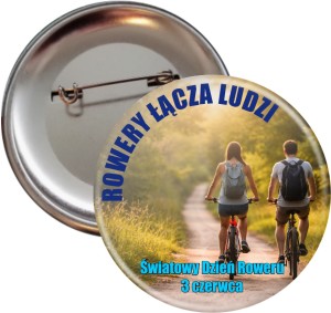 Rowery łączą ludzi - przypinka 56mm - Dzień Roweru