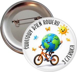 Światowy Dzień Roweru - przypinka 56mm