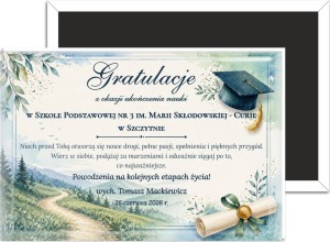 Upominek dla uczniów na zakończenie roku szkolnego – magnes od wychowawcy 78x53mm