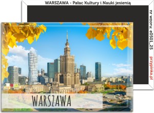 Warszawa - Pałac Kultury i Nauki jesienią - magnes pamiątkowy 78x53mm