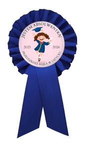 Absolwentka przedszkola -granatowy  kotylion z przypinką 56mm