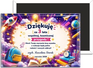 Ukończenie 3 klasy - upominek od nauczyciela - magnes 78x53mm