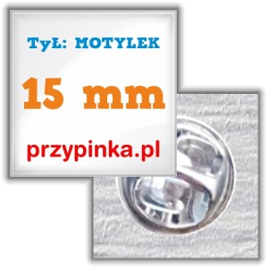 Pins 3d kwadrat 15x15mm zapięcie motylek
